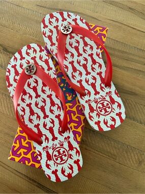 Tory Burch Women’s Lobster Pattern Flip Flops
